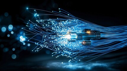 Aufkleber - Dynamic fiber optic transmission digital space macro photography in a high-tech environment