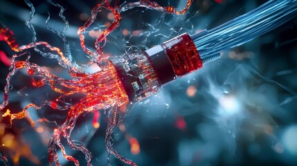Poster - Dynamic optical science exploration laboratory digital art futuristic close-up technology innovation