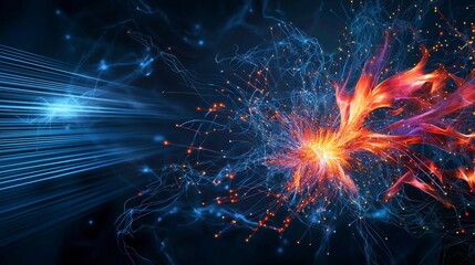 Fototapete - Dynamic communication signals advancing through digital realms abstract art vibrant colors futuristic design