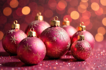 Wall Mural - a lot af beautiful christmas balls pink and gold colors