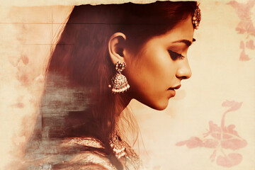 Poster - A textured design of a woman’s silhouette in soft, earthy tones.