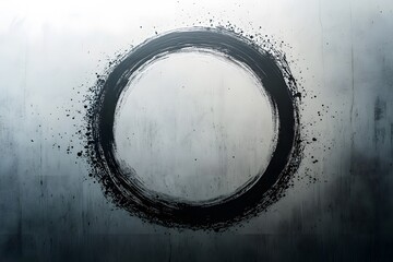 Poster - A circular brushstroke on a textured surface, symbolizing simplicity and completeness.