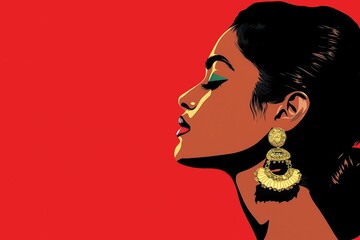 Poster - A simple illustration of a woman wearing jhumkas, with only her profile visible