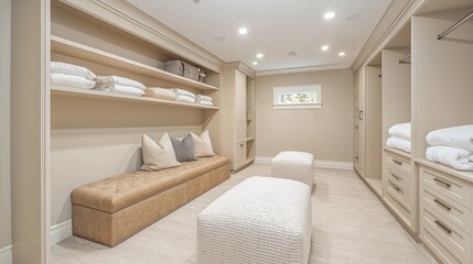 Poster - A large room with a tan wall and a tan carpet