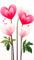 Aufkleber - Colorful heart-shaped flowers create a romantic atmosphere in a vibrant and cheerful illustration