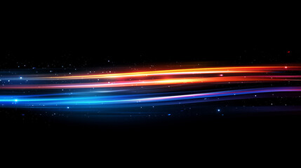 Poster -  Dynamic Speed and Energy: Abstract Vector Background with Vibrant Blue and Red Light Streaks on a Dark Canvas. Perfect for Motion Graphics and Sports Designs.