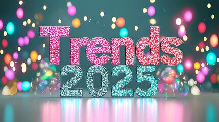 Poster - Trends for 2025 showcase colorful and shimmering designs with a vibrant background perfect for future inspiration
