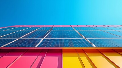 Poster - Energy-efficient skyscrapers with solar panels integrated into their design Stock Photo with side copy space