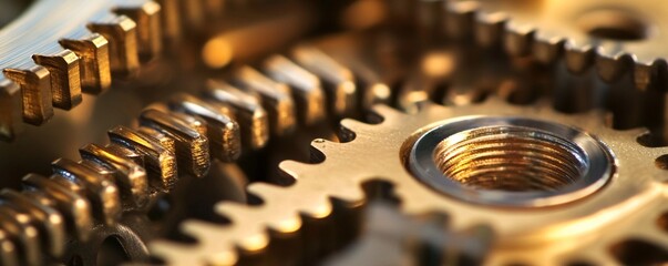 Leinwandbilder - Close-up of interlocking gears rotating smoothly in a complex mechanism