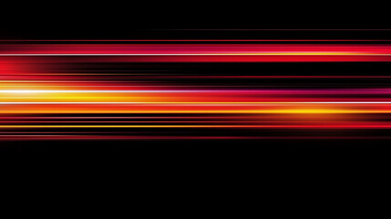 Poster -  Dynamic Gradient Abstract: Vibrant Horizontal Light Streaks on Black Background. Perfect for Futuristic and Speed-Related Designs.