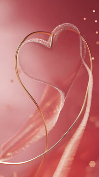 Romantic Valentine's Day vertical template, sale banner store discount promotion with a gradient from deep red to soft pink, decorated with delicate white heart outlines subtle sparkling light effects