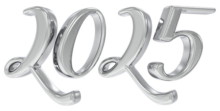 Happy New Year Number 2025 3D Render