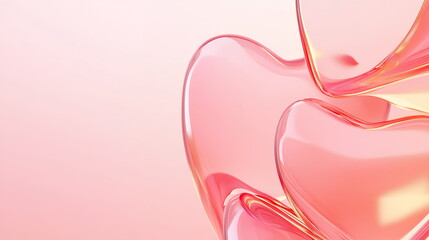 Poster - Soft and dreamy Valentine's Day horizontal greeting banner background with empty copy space with overlapping translucent hearts in shades of pink red on soft gradient background gentle, glowing effect