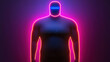© JCreative - Obesity Chronic concept. Futuristic body scanner illustration with neon highlights and glowing outline