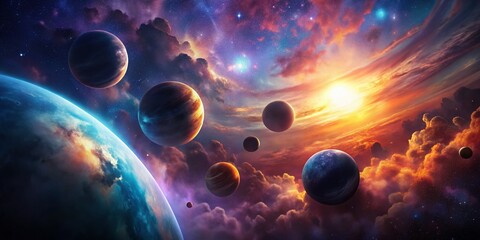 Wall Mural - celestial silhouettes: planetary art, space silhouette photography, cosmic artwork, planets silhouet