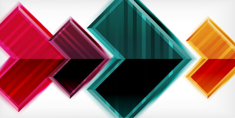 Poster - Arrow symbols created with 3d effects and line texture geometric abstract background