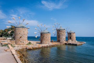 Wall Mural - Windsmills are symbol of Chios Island in Greece