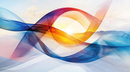 Poster - Abstract sunrise shapes over earth artistic graphic calm environment inspirational viewpoint