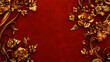 © Pter - Elaborate Baroque Floral Motif Crafted with Intricate Golden Patterns on a Striking Deep Crimson Canvas, Illustrating the Fusion of Art and Emotion