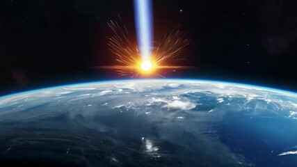 Meteorite lights up as it enters Earth's atmosphere from outer space