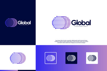 logo global digital connection, future technology, network, graphic design illustration.