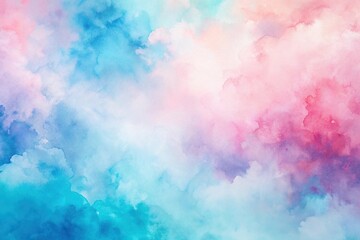 Canvas Print - soft blue and pink abstract watercolor background with a wide-angle view