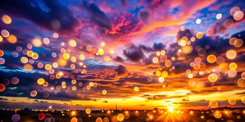 Wall Mural - Dramatic Sunset Sky, Vibrant Colors, Bokeh Background, Golden Hour Photography, Nature Wallpaper