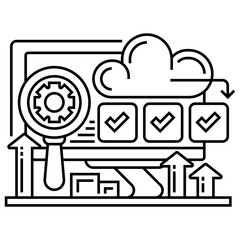 Poster - Cloud Monitoring Line Icon. linear style sign for mobile concept and web design. Outline vector icon.