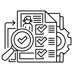 Poster - Data Verification Line Icon. linear style sign for mobile concept and web design. Outline vector icon.