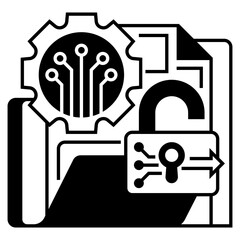 Poster - Decryption Key Line Icon. linear style sign for mobile concept and web design. Outline vector icon.