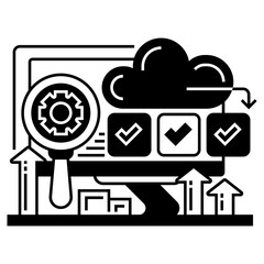 Poster - Cloud Monitoring Line Icon. linear style sign for mobile concept and web design. Outline vector icon.