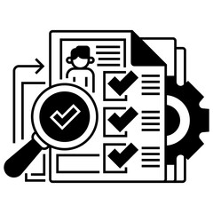 Poster - Data Verification Line Icon. linear style sign for mobile concept and web design. Outline vector icon.