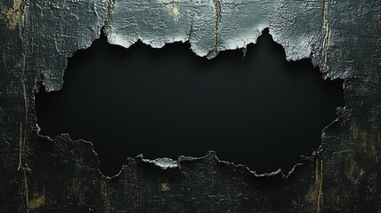 Poster - A black and white photo of a hole in a wall