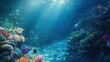 © NeuralStudio - A vibrant underwater scene showcasing a coral reef filled with colorful corals, diverse marine life, and gentle sunlight filtering through the water surface.