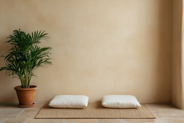 Aufkleber - Minimalist meditation space inspiring inner balance and peaceful ambiance