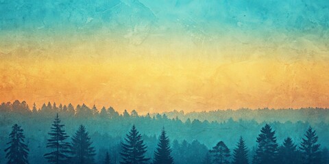Poster - A beautiful landscape with a blue sky and a yellow sun