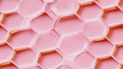Poster - Abstract Pink Honeycomb Pattern with Smooth Glossy Texture for Background or Design Use