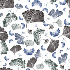 Naklejka na meble Vector Elegant Ginkgo Biloba Seamless Pattern for textile, wallpapers, wrapping paper, tiles. 