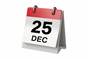 Poster - A red and white desk calendar displays December 25th  signifying Christmas.