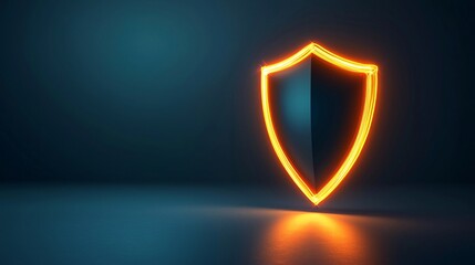 Poster - Anti tracking encryption. Neon shield icon glowing against a dark background, symbolizing protection and security.