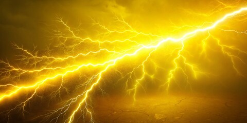 Wall Mural - Glowing Yellow Lightning Bolt Photography, Urban Exploration, Electric Spark, Abstract Art, Yellow Background