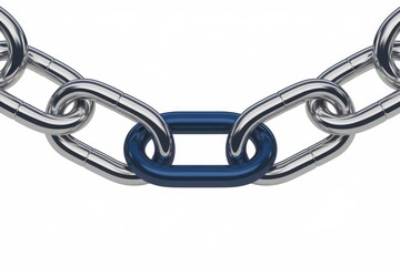 Poster - A strong metal chain with a single dark blue link  symbolizing connection and unity.