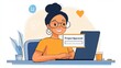 © munirahsamsudin - Smiling Designer with Approved Project on Laptop