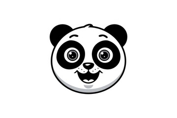 Poster - A cute cartoon panda face with big eyes and a happy smile.