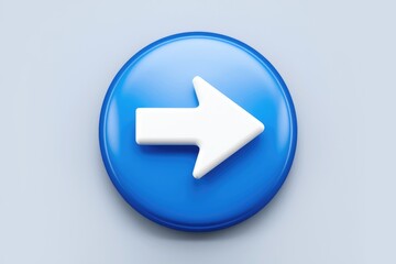 Leinwandbilder - A 3D rendering of a white arrow pointing right on a blue circular button.