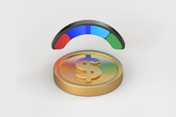 Leinwandbilder - Golden dollar coin with circular progress indicator symbolizes financial growth.