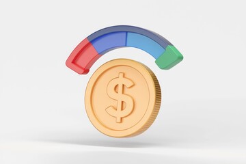 Aufkleber - A gold coin with a colorful progress indicator  symbolizing financial growth and progress.