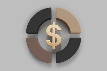 Aufkleber - Gold dollar sign in a segmented circle representing financial sectors or budget allocation.