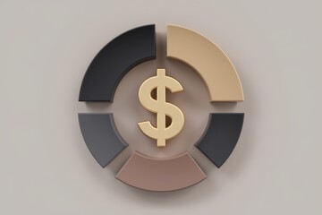 Aufkleber - Golden dollar sign in pie chart for financial data visualization.