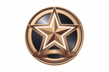 Aufkleber - A golden star emblem with a banner  signifying achievement or excellence.